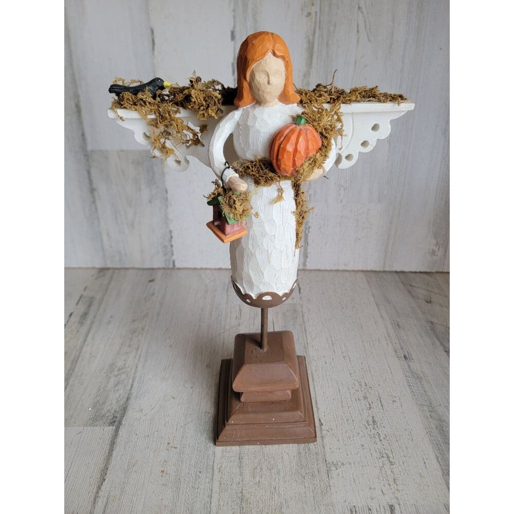 Folkart angel cherub pumpkin religious fall decor